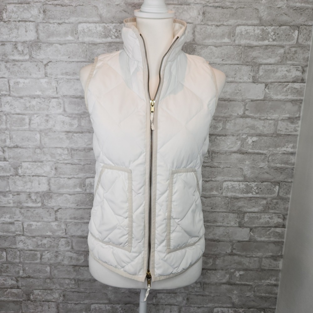 J. Crew Vest Quilted White Diamond Pattern Puffer Classic XXS